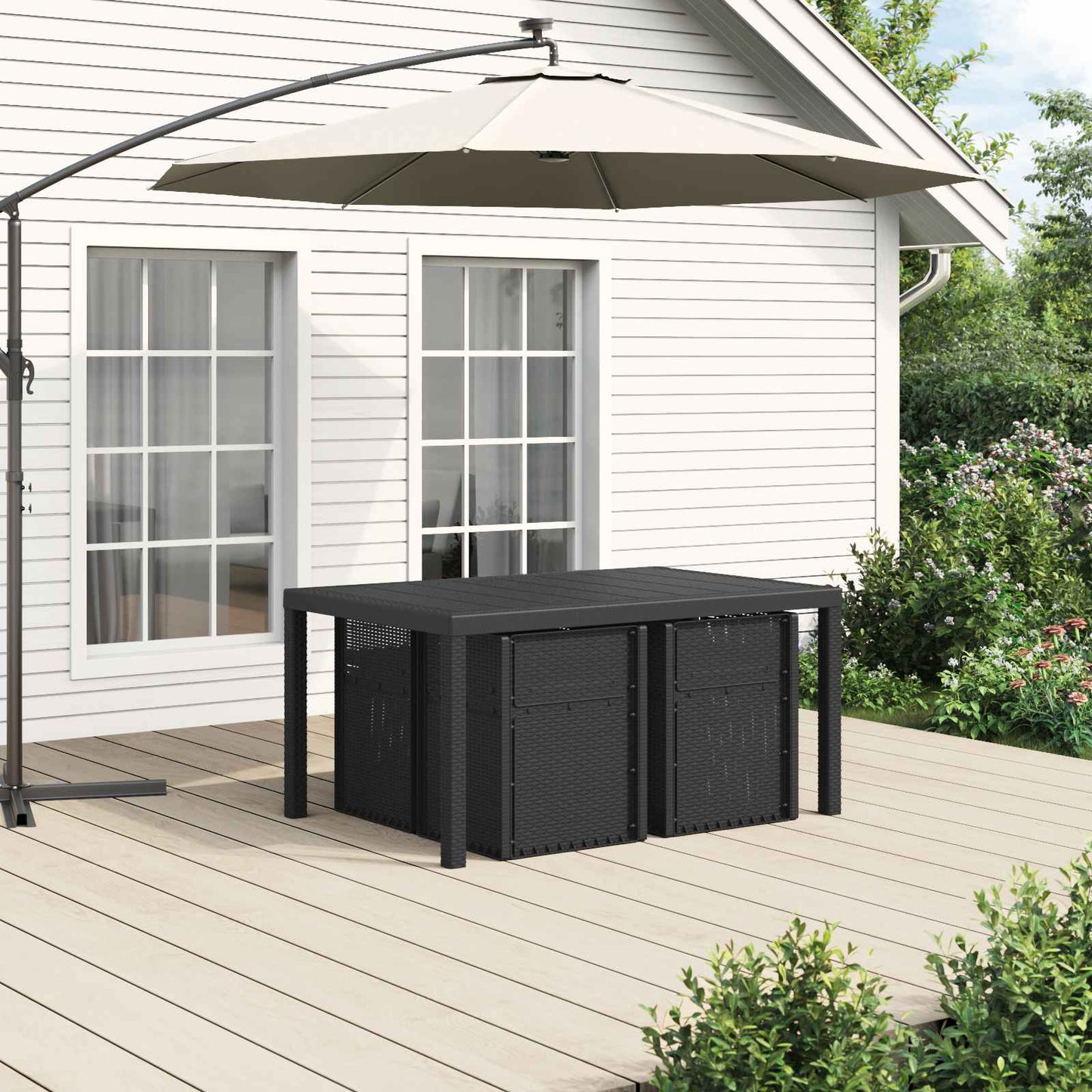 Set da Pranzo per Giardino 5 pcs Antracite e Grigio chiaro PP | homemem39