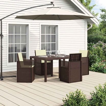 Set da Pranzo per Giardino con cuscino 5 pcs Marrone e Crema PP | homemem39