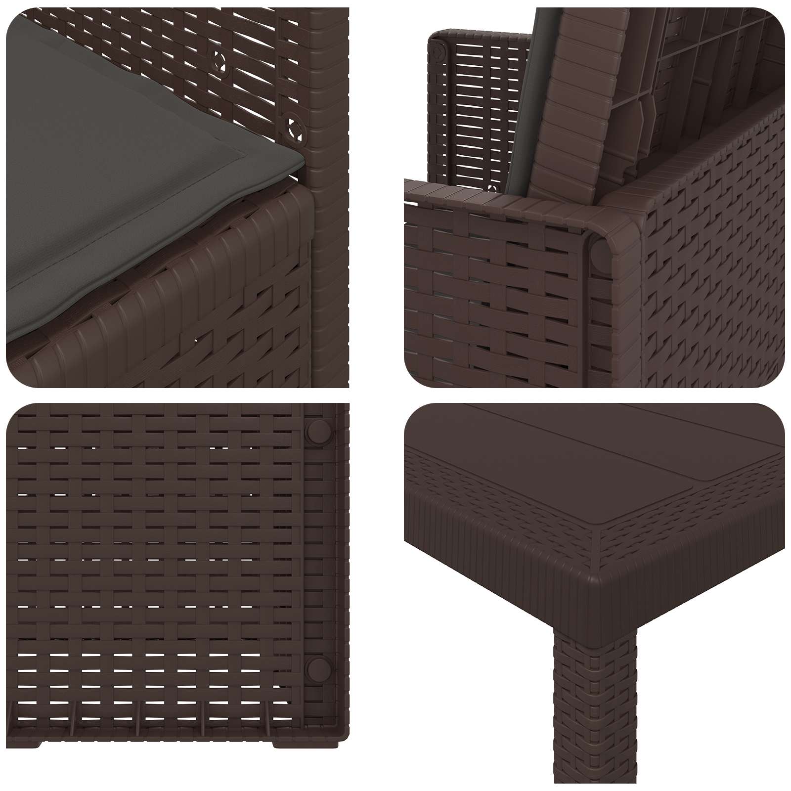 Set da Pranzo per Giardino 5 pcs Marrone e Antracite PP | homemem39