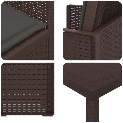 Set da Pranzo per Giardino 5 pcs Marrone e Antracite PP | homemem39