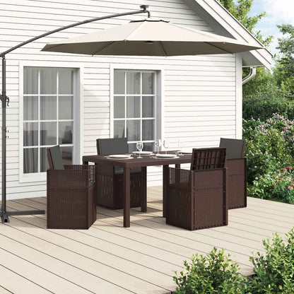Set da Pranzo per Giardino 5 pcs Marrone e Antracite PP | homemem39