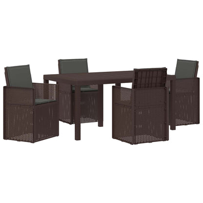 Set da Pranzo per Giardino 5 pcs Marrone e Antracite PP | homemem39