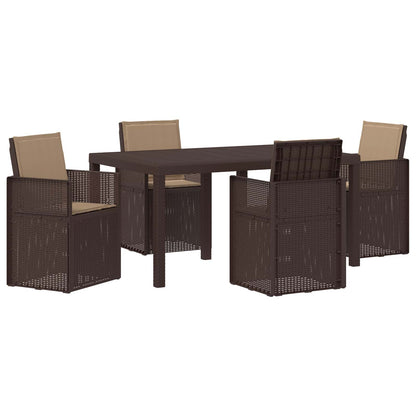 Set da Pranzo per Giardino 5 pcs Marrone e Tortora PP | homemem39