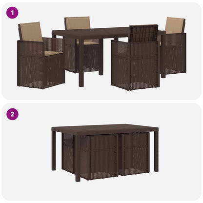 Set da Pranzo per Giardino 5 pcs Marrone e Tortora PP | homemem39