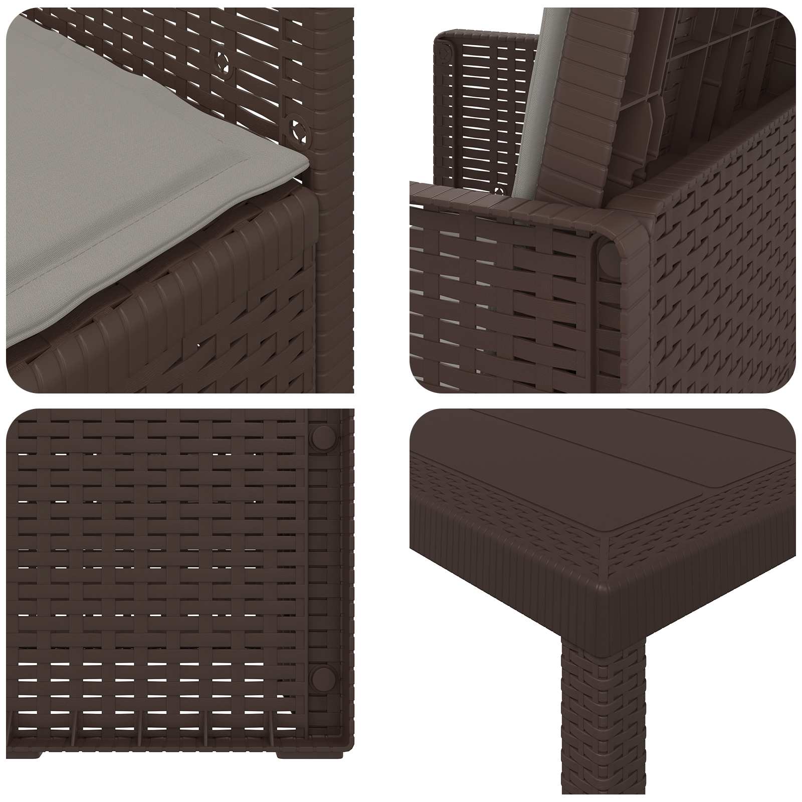 Set da Pranzo per Giardino 5 pcs Marrone e Grigio Chiaro PP | homemem39