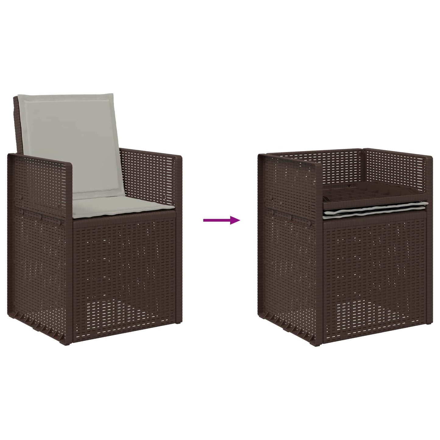 Set da Pranzo per Giardino 5 pcs Marrone e Grigio Chiaro PP | homemem39