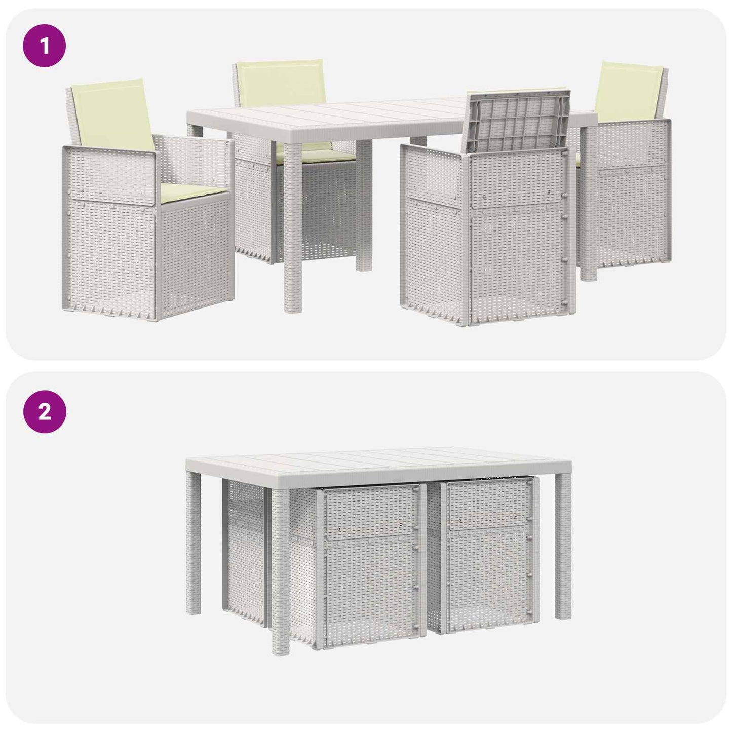 Set da Pranzo per Giardino 5 pz Bianco e Crema PP | homemem39