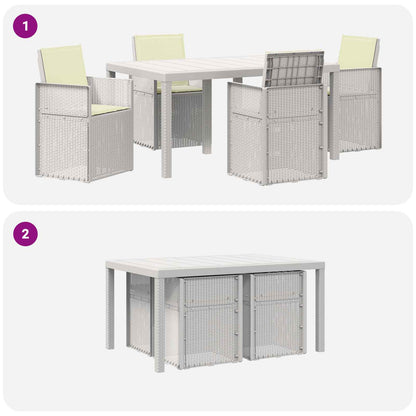 Set da Pranzo per Giardino 5 pz Bianco e Crema PP | homemem39