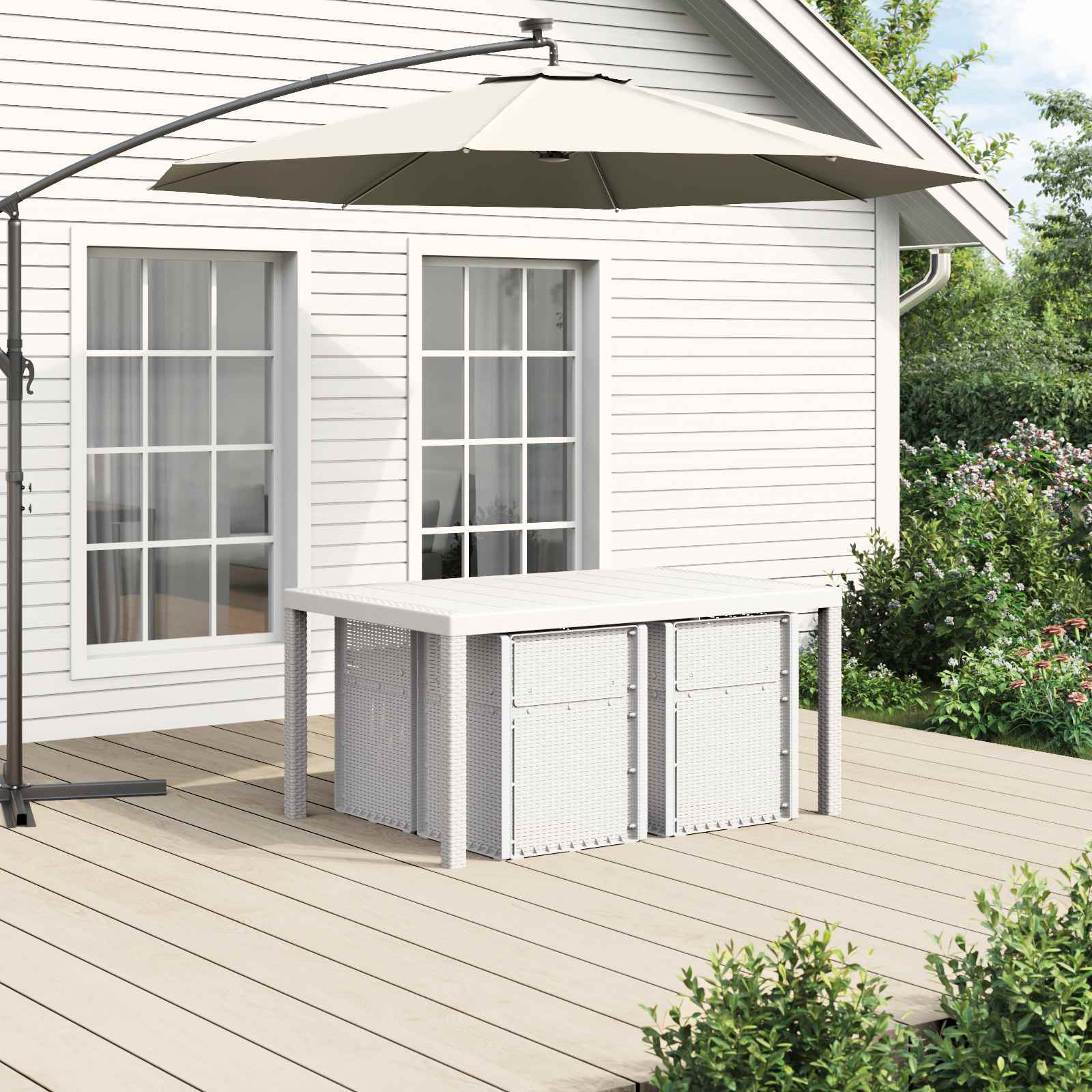 Set da Pranzo per Giardino 5 pz Bianco e Tortora PP | homemem39
