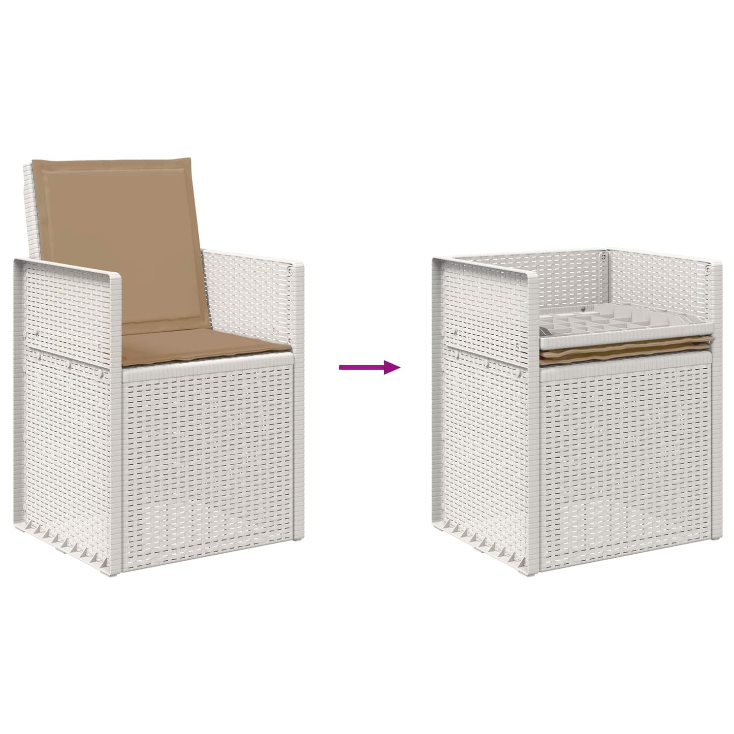 Set da Pranzo per Giardino 5 pz Bianco e Tortora PP | homemem39