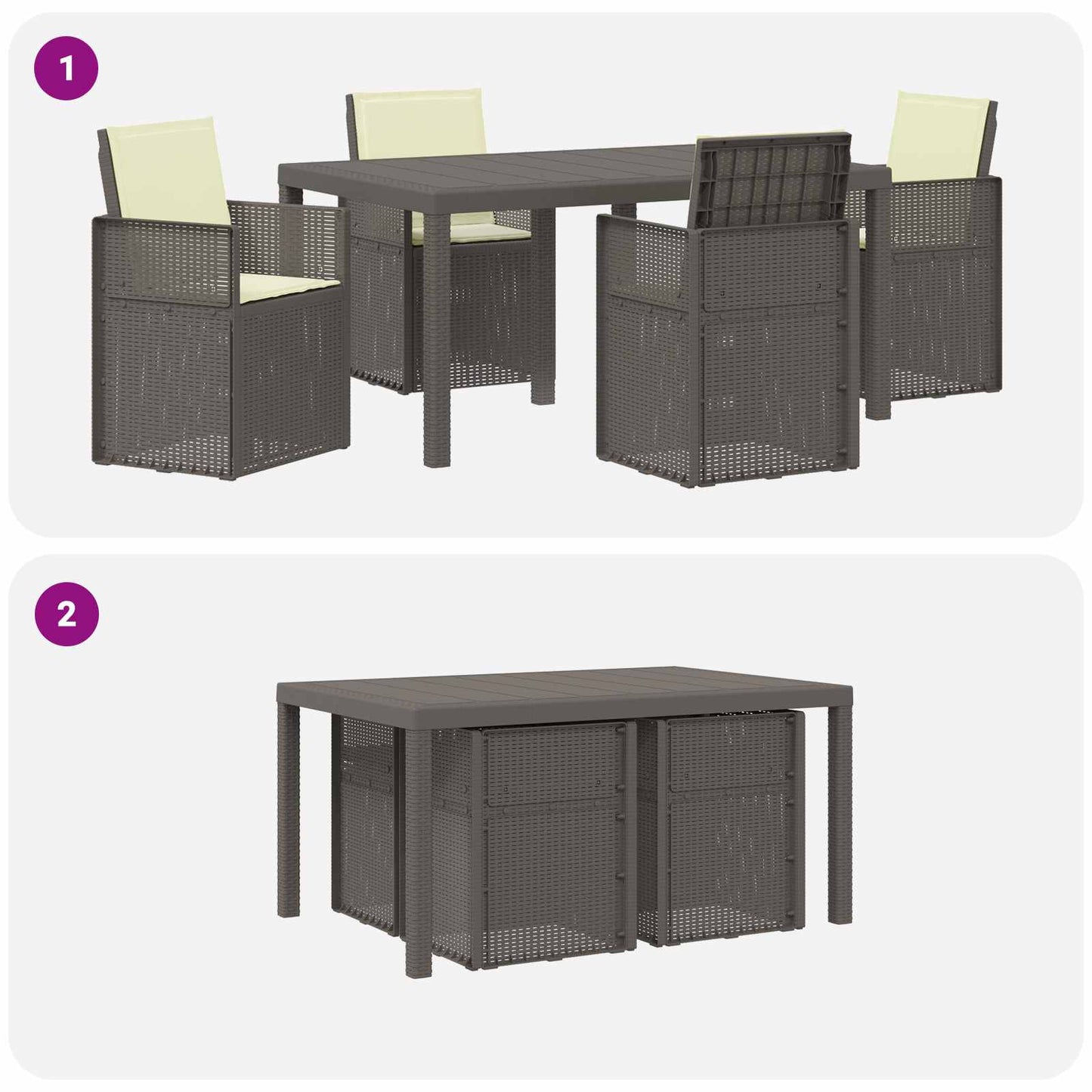 Set da Pranzo per Giardino 5 pz Grigio chiaro e panna PP | homemem39