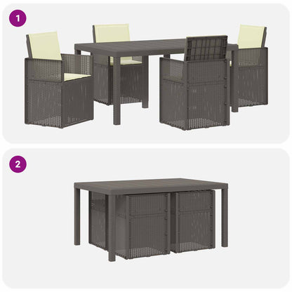 Set da Pranzo per Giardino 5 pz Grigio chiaro e panna PP | homemem39