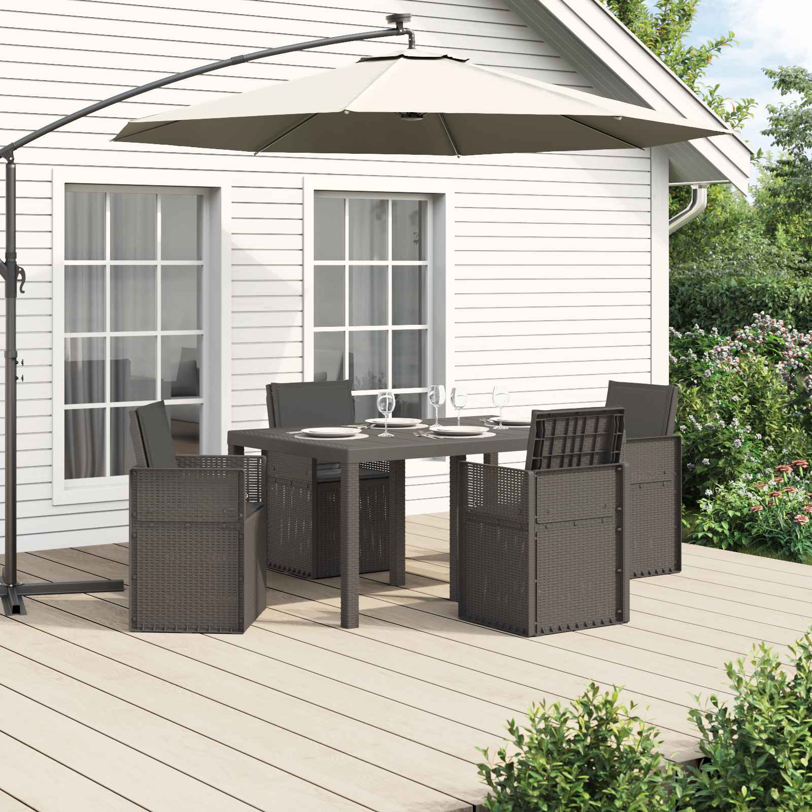 Set da Pranzo per Giardino 5 pz Grigio chiaro e Antracite PP | homemem39