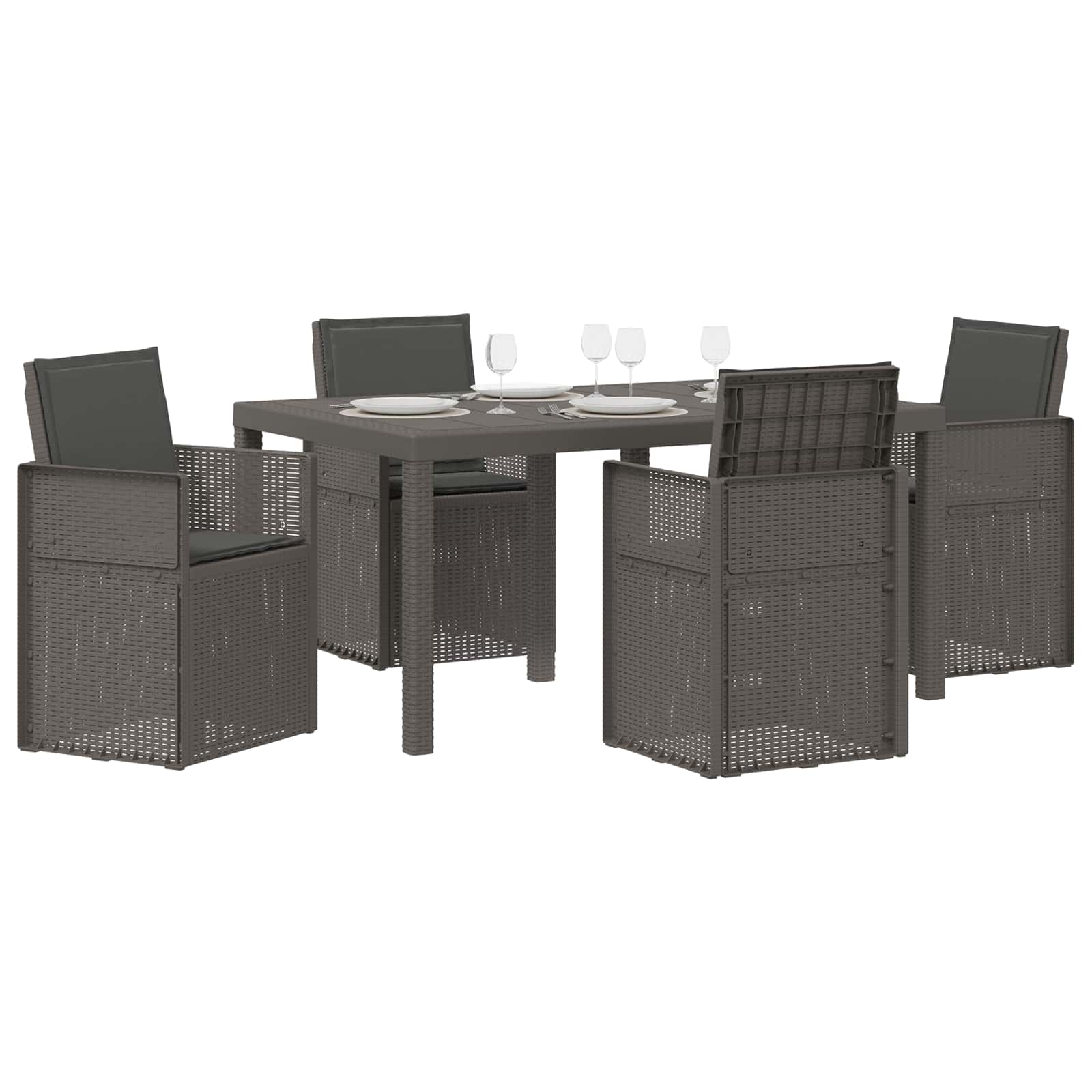 Set da Pranzo per Giardino 5 pz Grigio chiaro e Antracite PP | homemem39