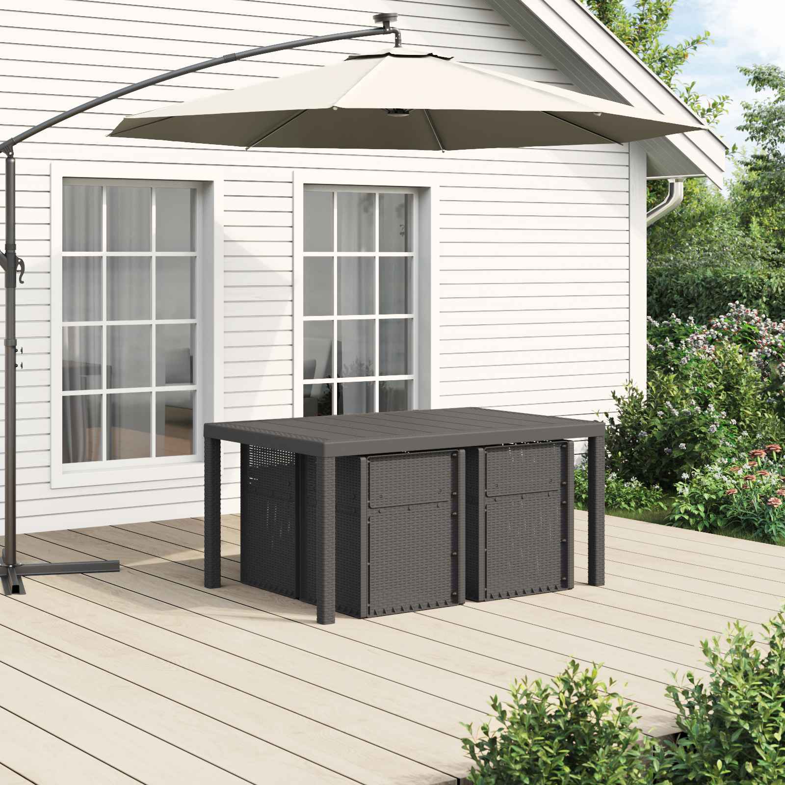 Set da Pranzo per Giardino 5 pz Grigio chiaro e Tortora PP | homemem39