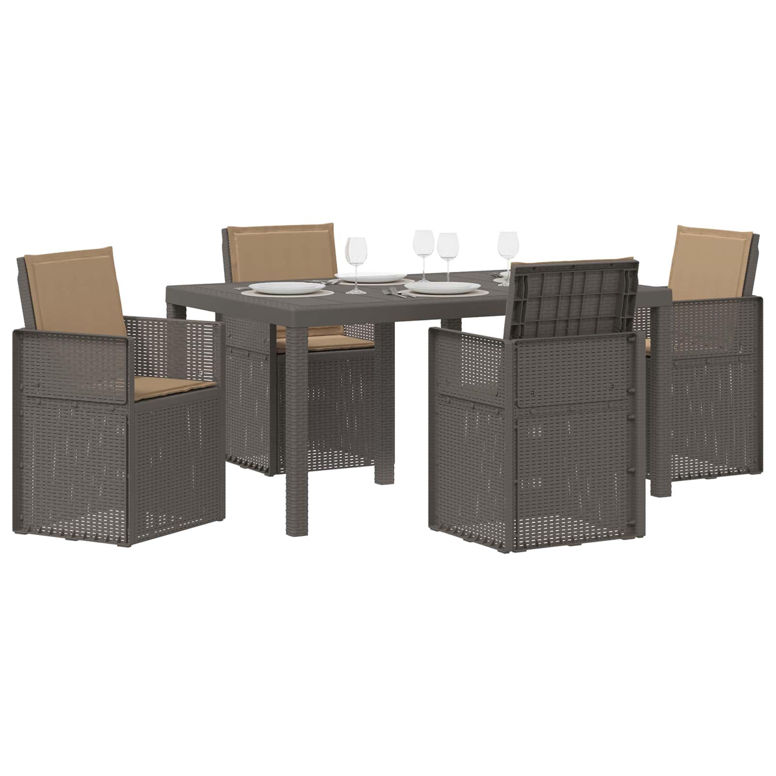 Set da Pranzo per Giardino 5 pz Grigio chiaro e Tortora PP | homemem39