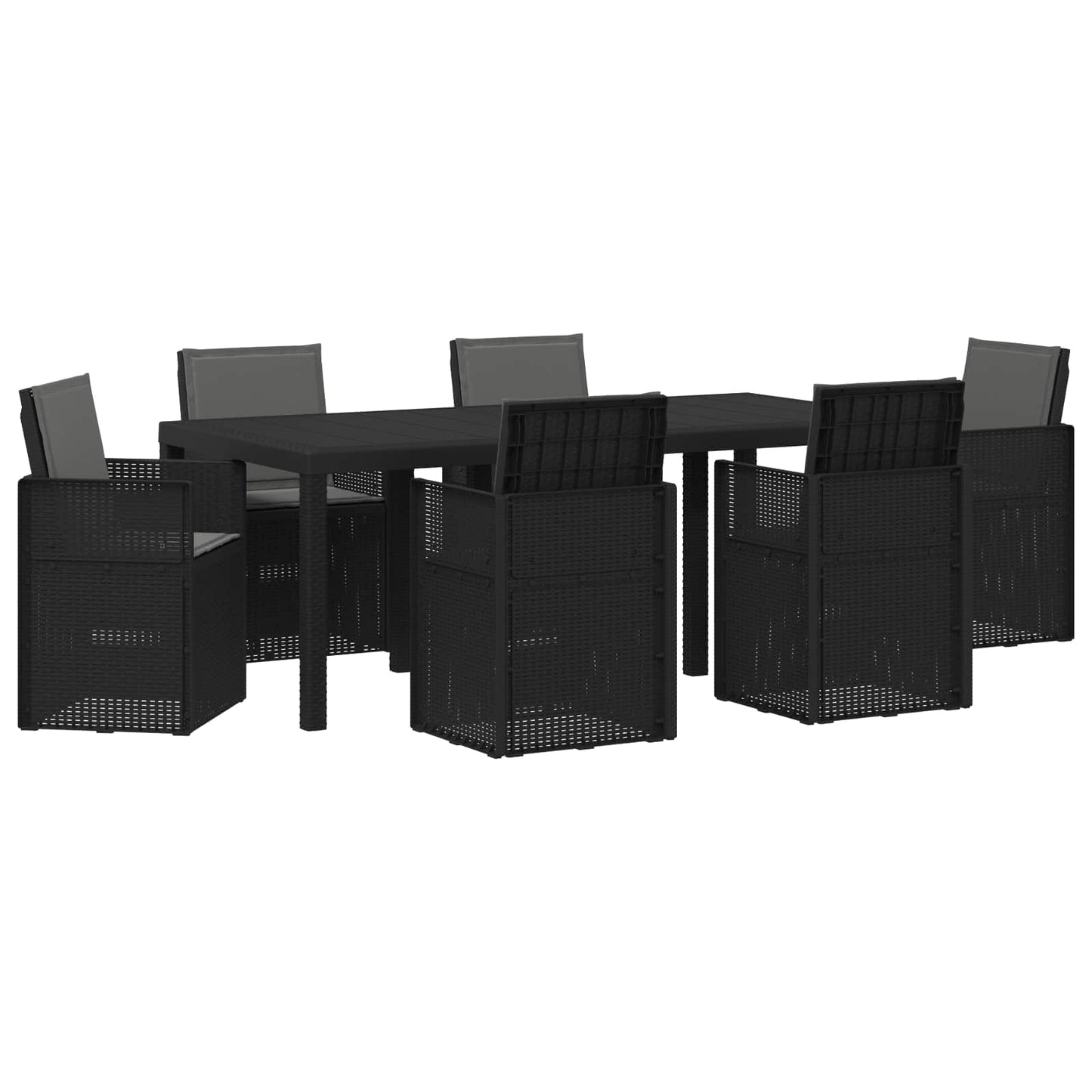 Set da Pranzo per Giardino con cuscino 7 pcs Antracite PP | homemem39