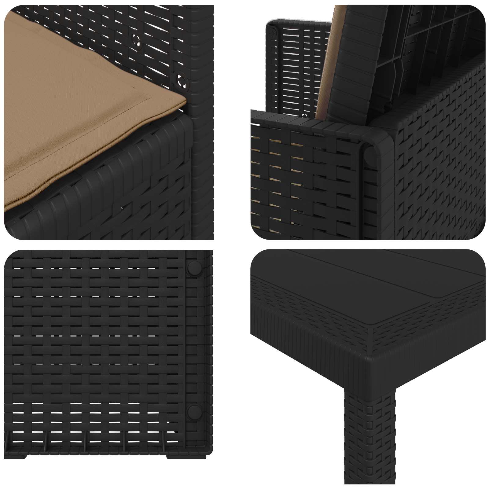Set da Pranzo per Giardino 7 pcs Antracite e Tortora PP | homemem39