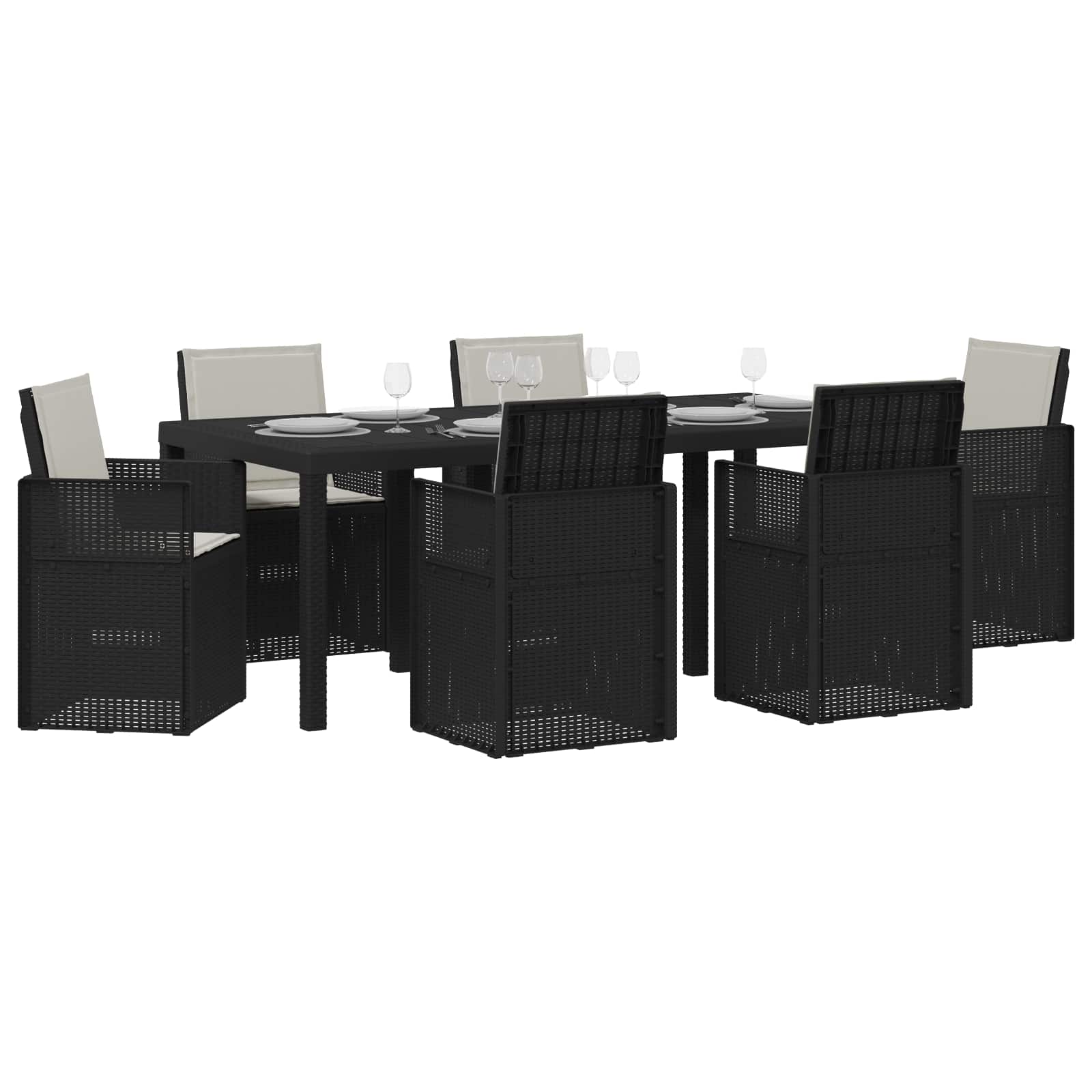 Set da Pranzo per Giardino 7 pcs Antracite e Grigio chiaro PP | homemem39