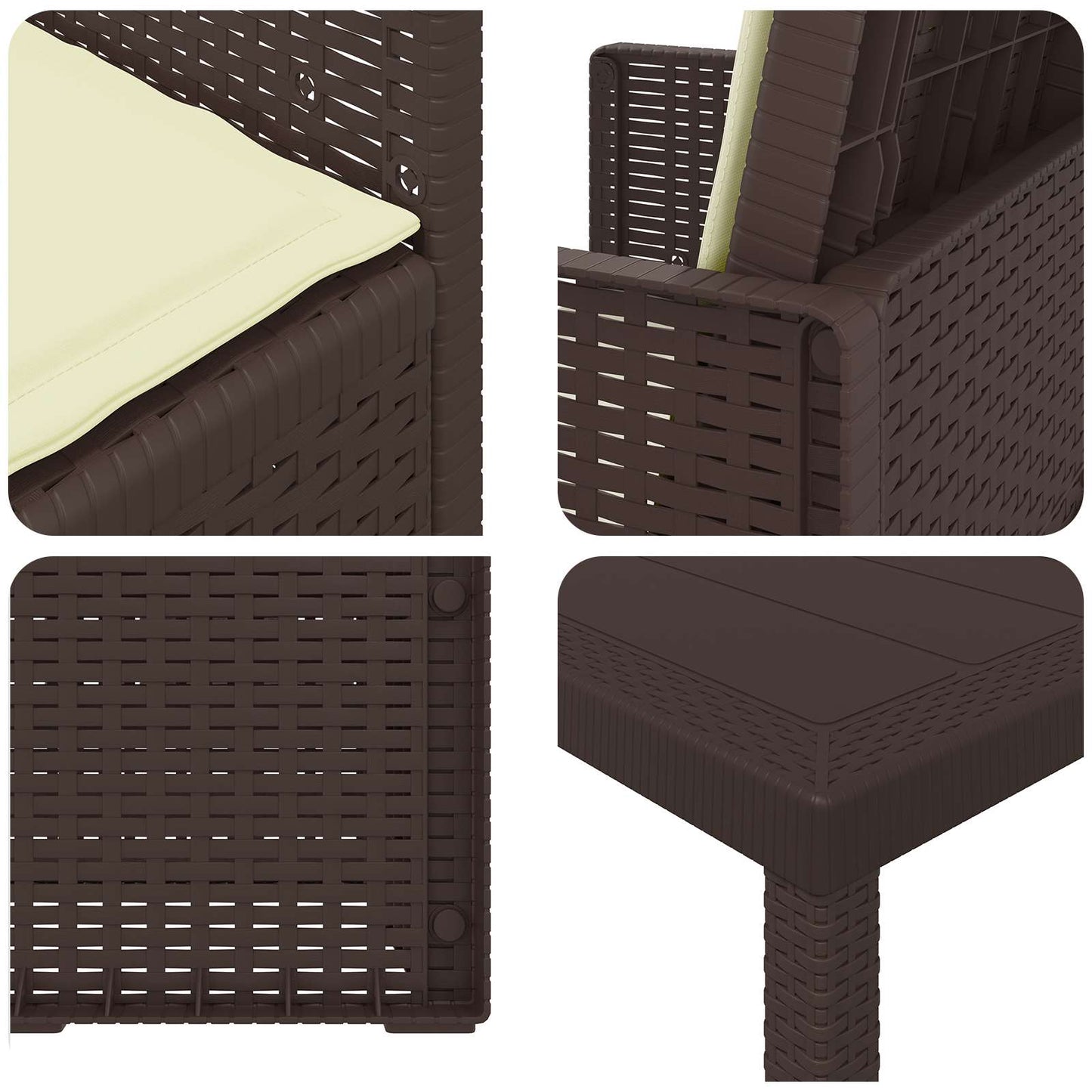 Set da Pranzo per Giardino con cuscino 7 pcs Marrone e Crema PP | homemem39