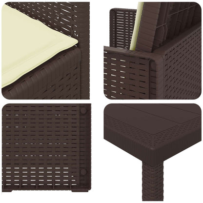 Set da Pranzo per Giardino con cuscino 7 pcs Marrone e Crema PP | homemem39