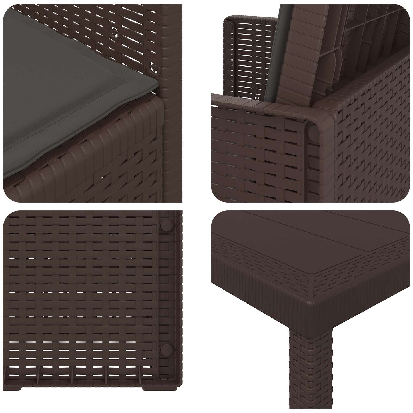 Set da Pranzo per Giardino 7 pcs Marrone e Antracite PP | homemem39