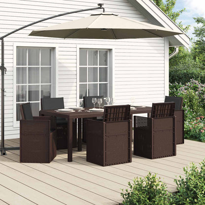 Set da Pranzo per Giardino 7 pcs Marrone e Antracite PP | homemem39