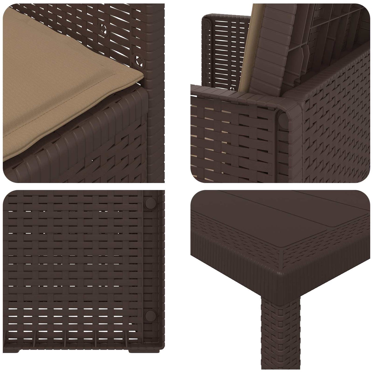 Set da Pranzo per Giardino 7 pcs Marrone e Tortora PP | homemem39