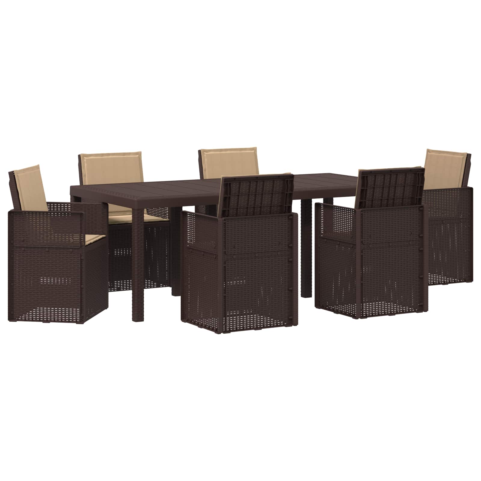 Set da Pranzo per Giardino 7 pcs Marrone e Tortora PP | homemem39