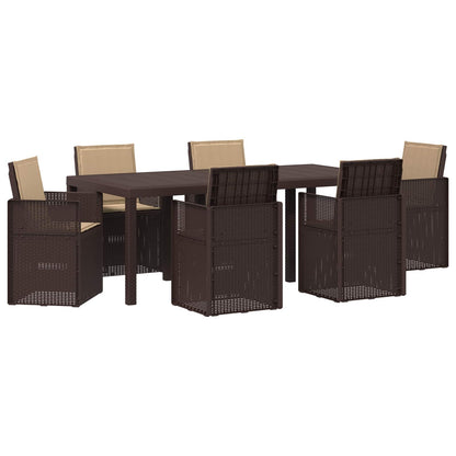 Set da Pranzo per Giardino 7 pcs Marrone e Tortora PP | homemem39
