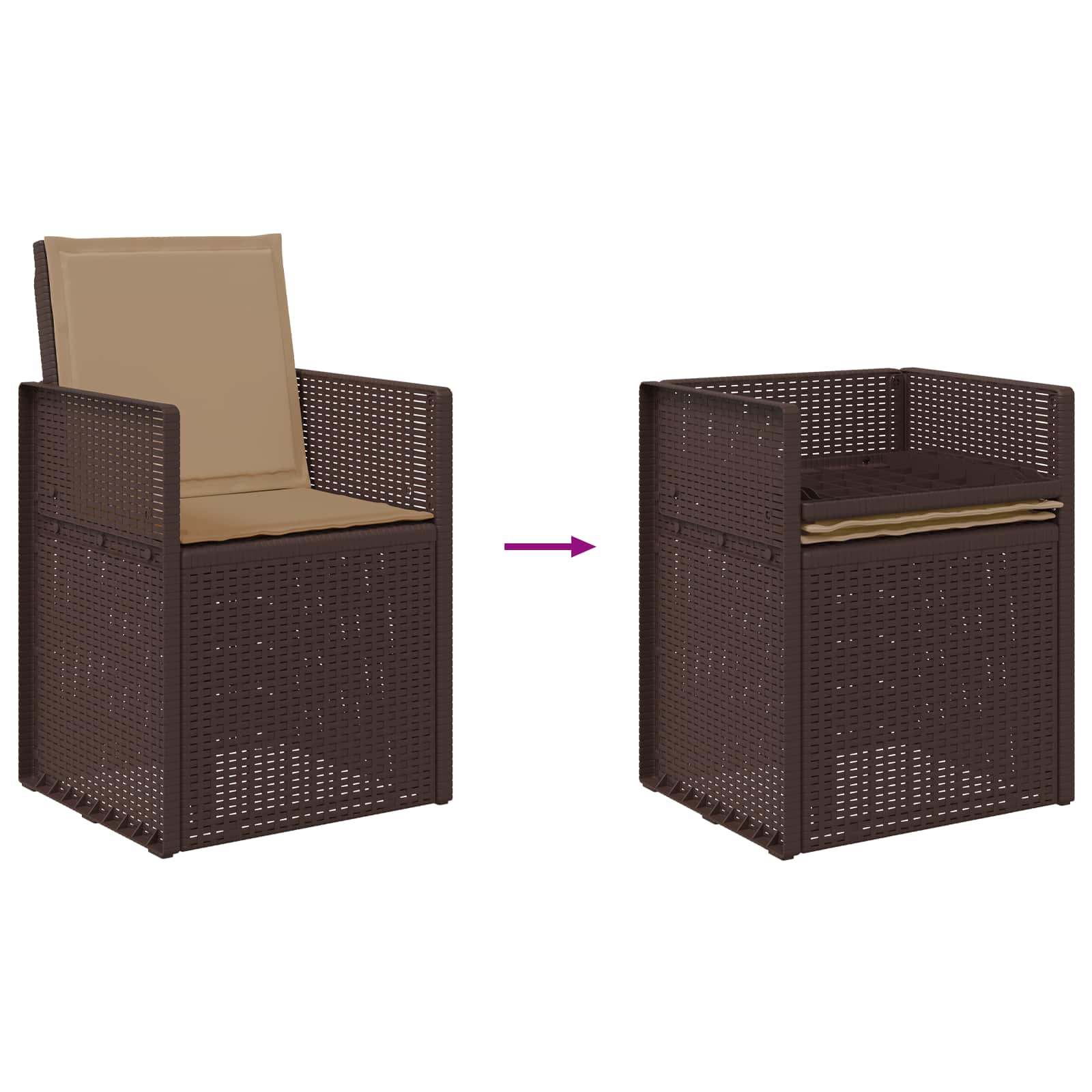 Set da Pranzo per Giardino 7 pcs Marrone e Tortora PP | homemem39