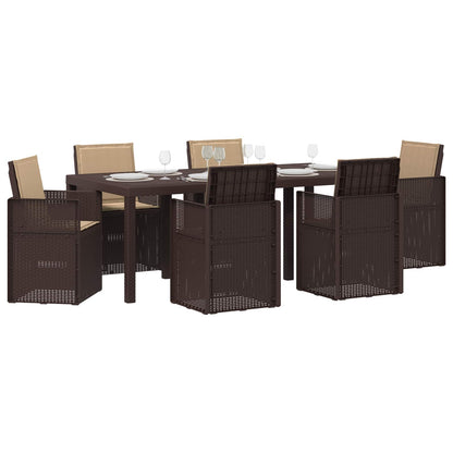 Set da Pranzo per Giardino 7 pcs Marrone e Tortora PP | homemem39