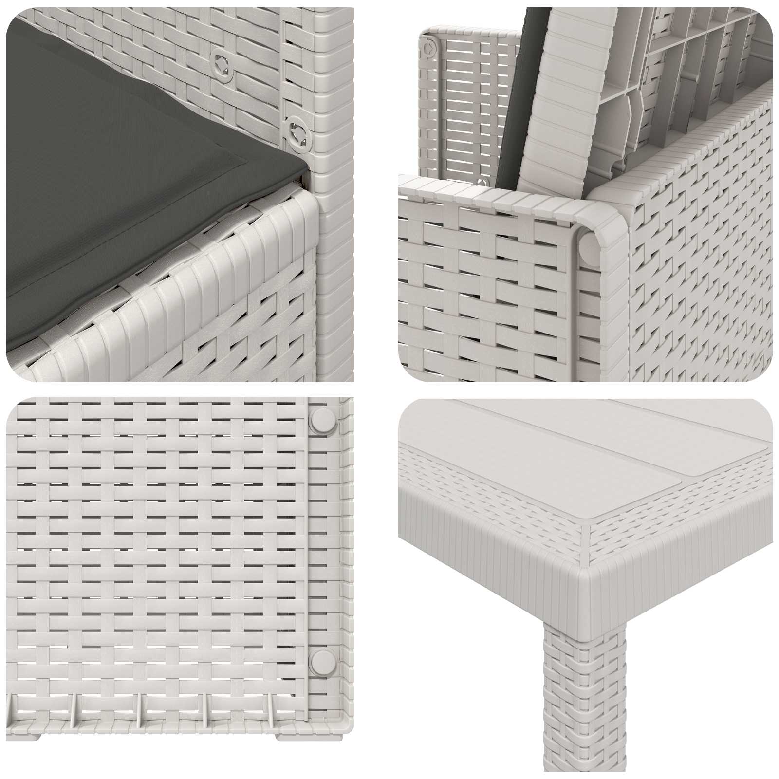 Set da Pranzo per Giardino 7 pcs Bianco e Antracite PP | homemem39