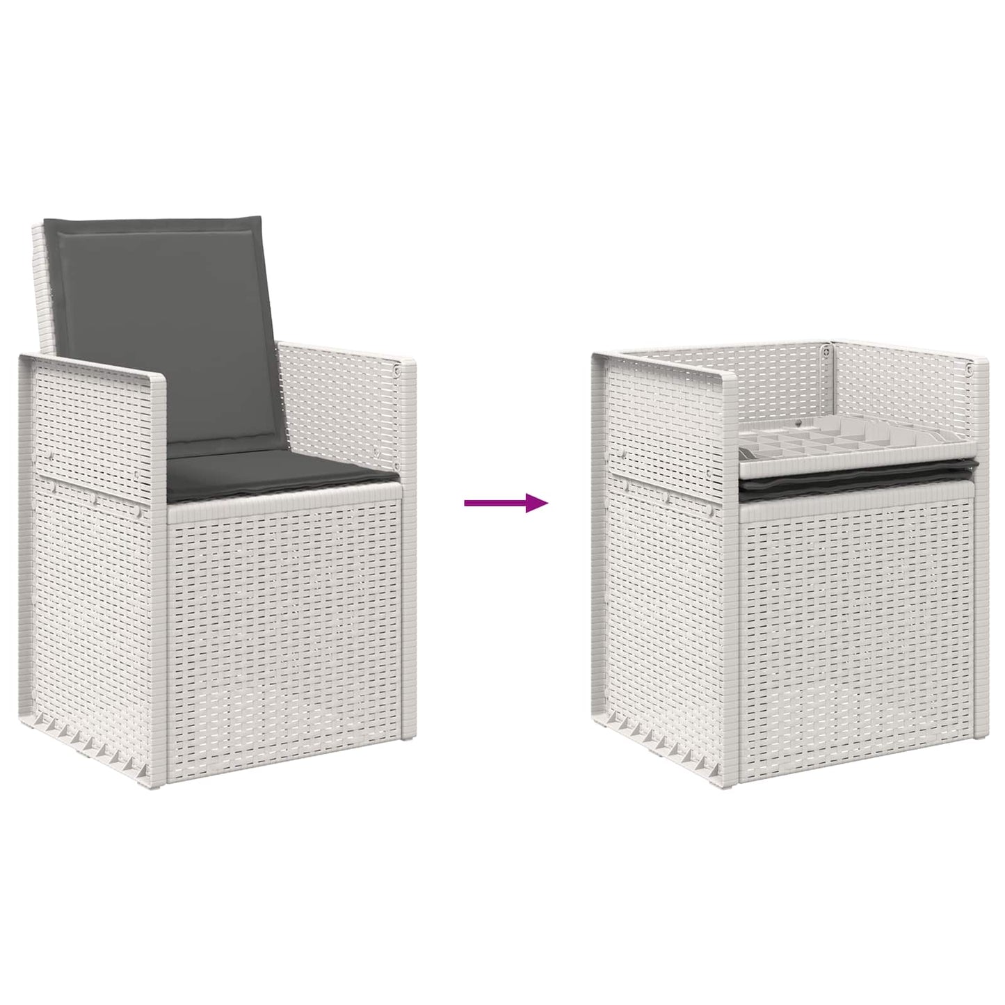 Set da Pranzo per Giardino 7 pcs Bianco e Antracite PP | homemem39