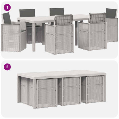 Set da Pranzo per Giardino 7 pcs Bianco e Antracite PP | homemem39