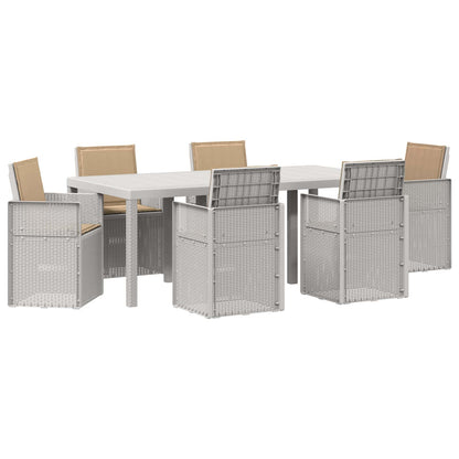 Set da Pranzo per Giardino 7 pcs Bianco e Tortora PP | homemem39