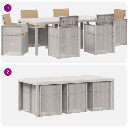 Set da Pranzo per Giardino 7 pcs Bianco e Tortora PP | homemem39