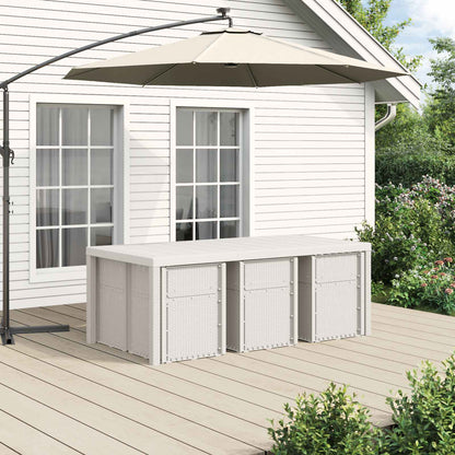 Set da Pranzo per Giardino 7 pcs Bianco e Grigio Chiaro PP | homemem39