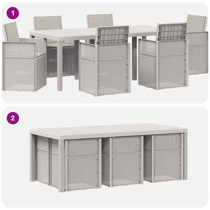 Set da Pranzo per Giardino 7 pcs Bianco e Grigio Chiaro PP | homemem39