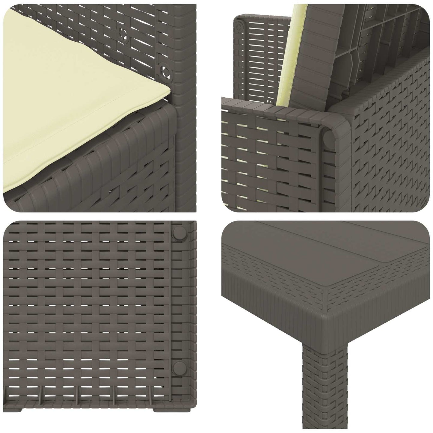 Set da Pranzo per Giardino 7 pcs Grigio chiaro e panna PP | homemem39