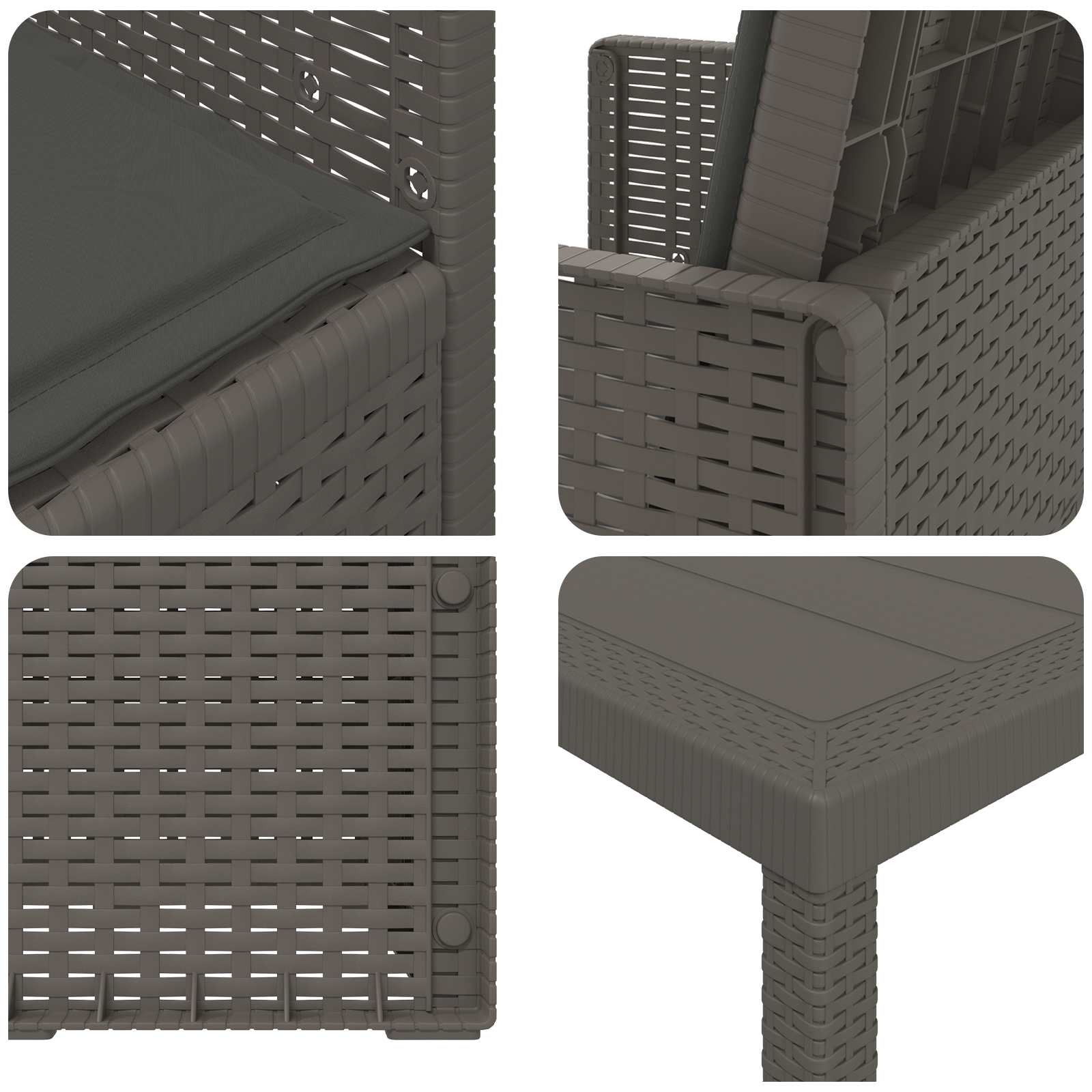 Set da Pranzo per Giardino 7 pcs Grigio chiaro e Antracite PP | homemem39