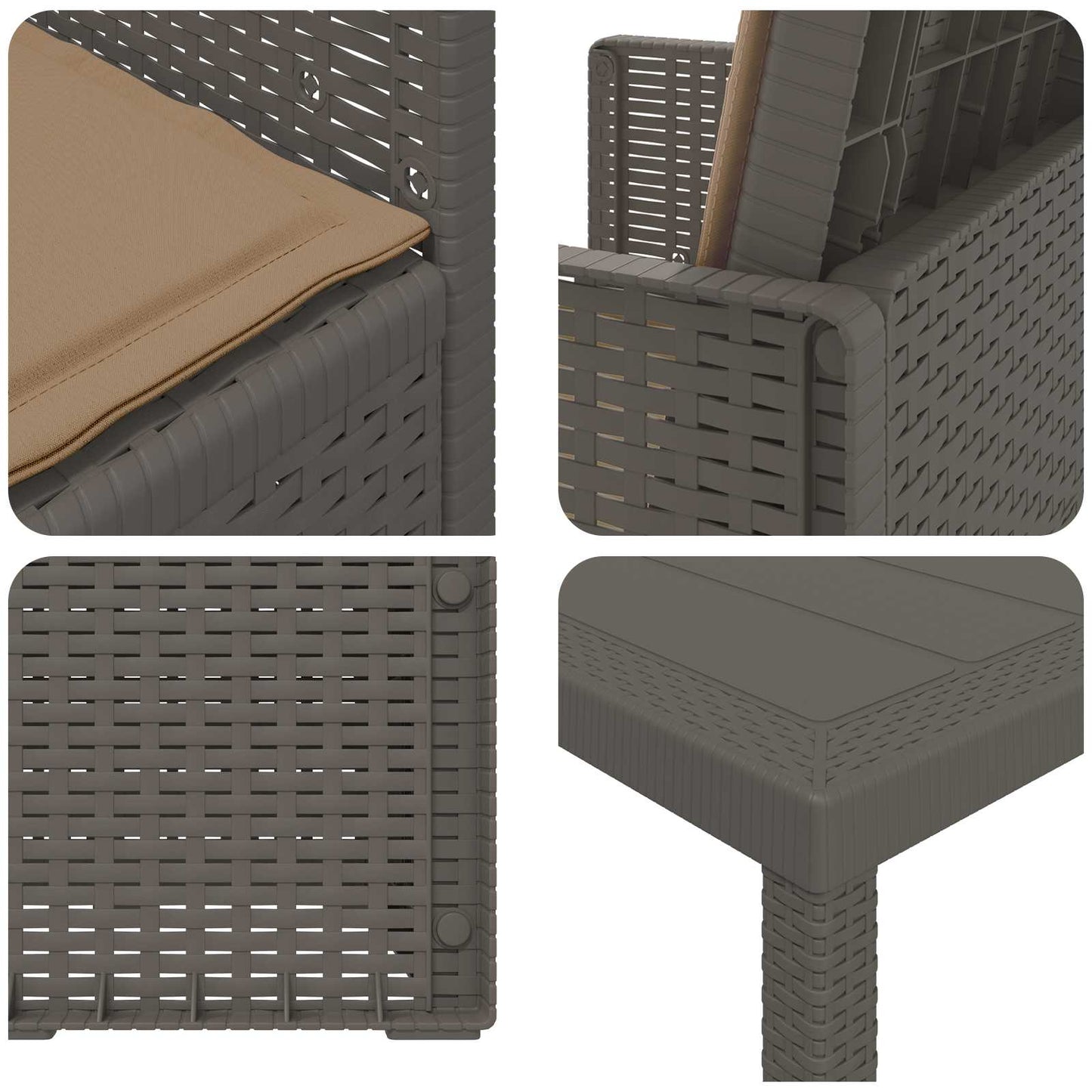 Set da Pranzo per Giardino 7 pcs Grigio chiaro e Tortora PP | homemem39
