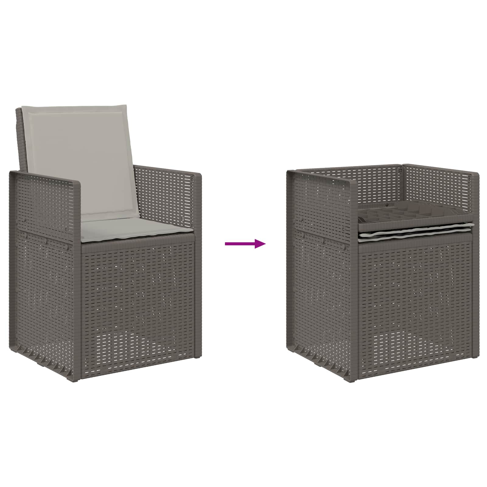 Set da Pranzo per Giardino con cuscino 7 pcs Grigio Chiaro PP | homemem39