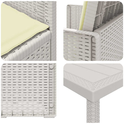 Set da Pranzo per Giardino 9 pz Bianco e Crema PP