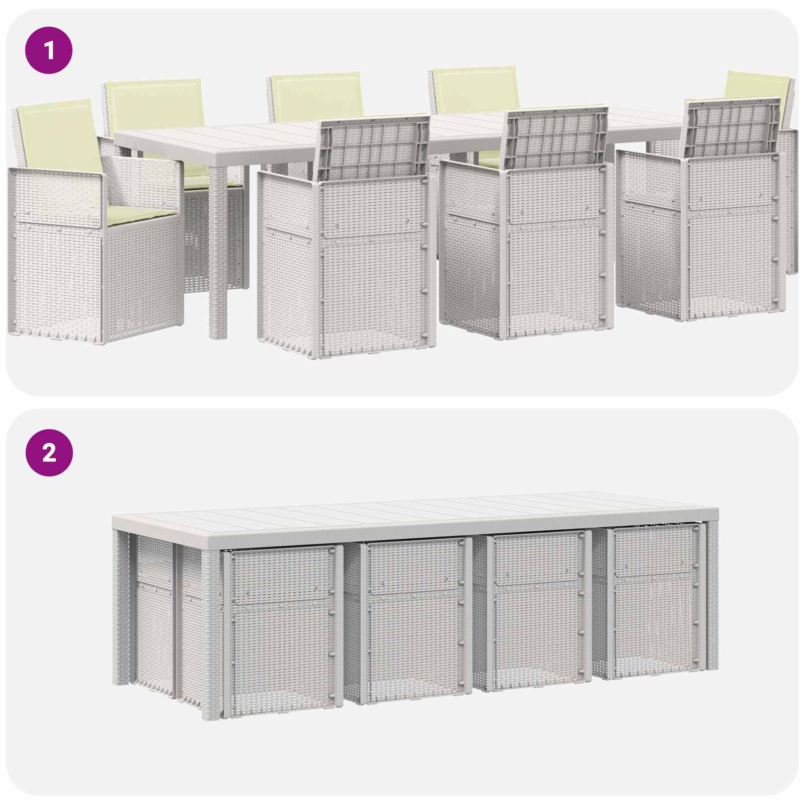 Set da Pranzo per Giardino 9 pz Bianco e Crema PP | homemem39