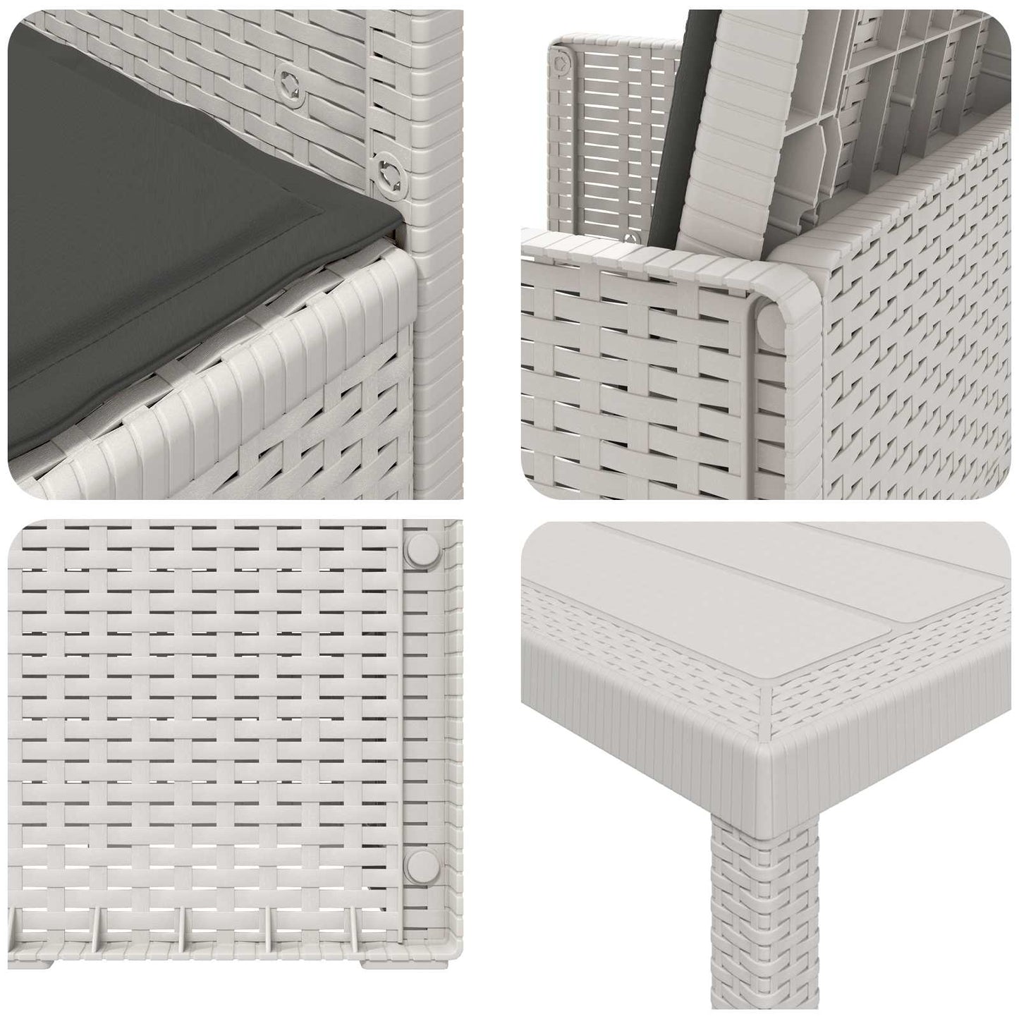 Set da Pranzo per Giardino 9 pz Bianco e Antracite PP | homemem39