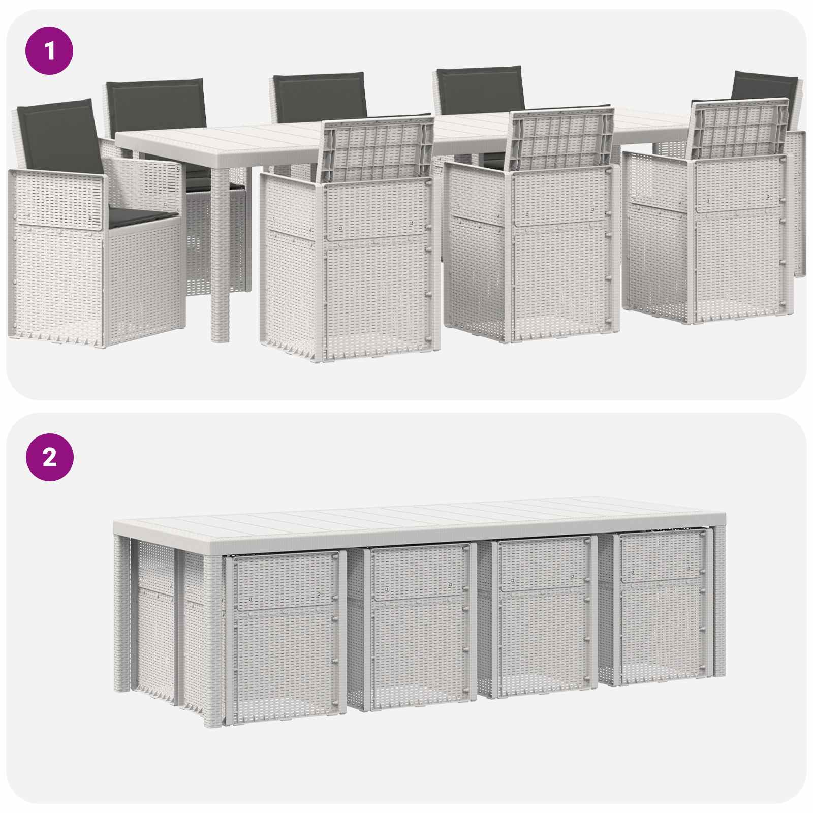 Set da Pranzo per Giardino 9 pz Bianco e Antracite PP | homemem39