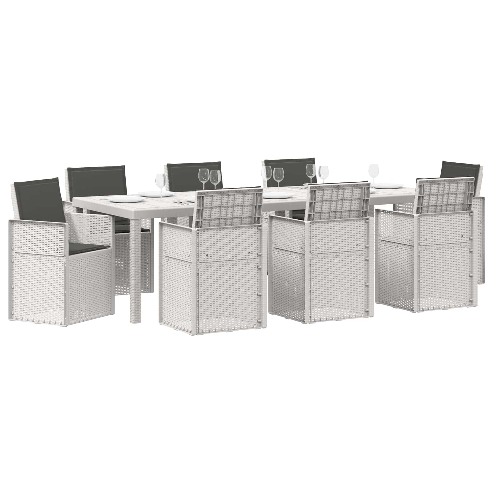 Set da Pranzo per Giardino 9 pz Bianco e Antracite PP | homemem39
