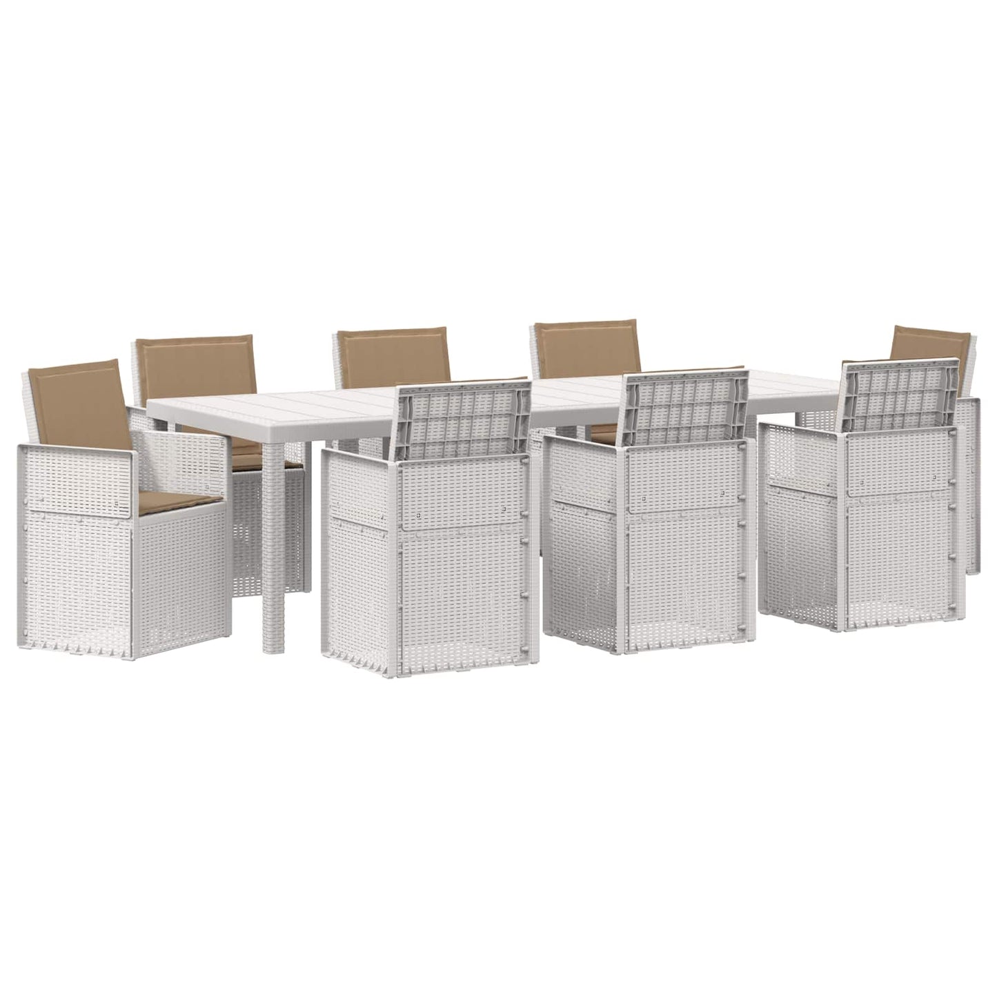 Set da Pranzo per Giardino 9 pz Bianco e Tortora PP