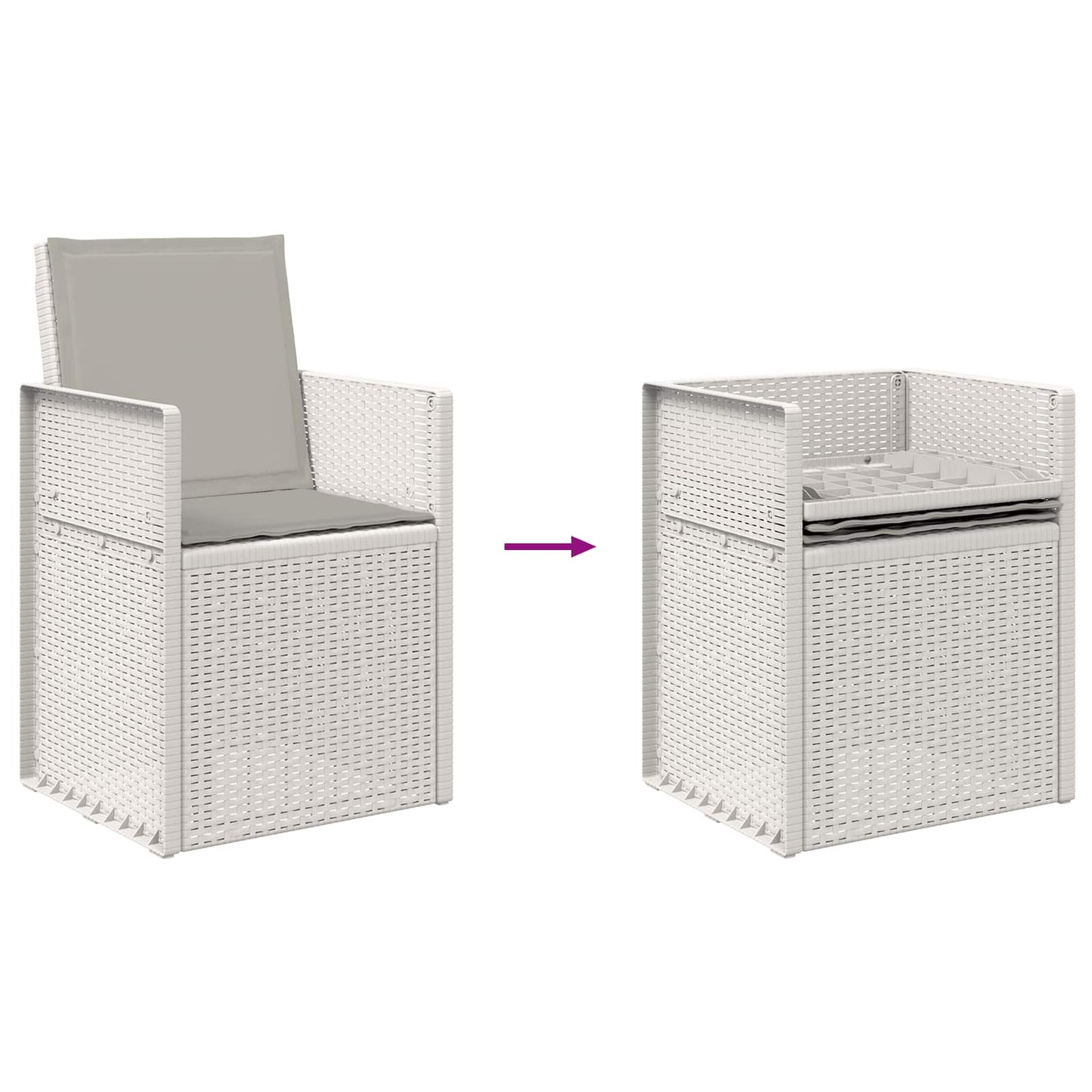 Set da Pranzo per Giardino 9 pz Bianco e Grigio Chiaro PP | homemem39